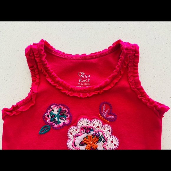 Children’s Place Pink Tank Top with Floral Embroidery Size 9-12’Months - Picture 3 of 6
